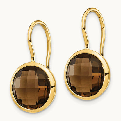 Smoky Quartz Dangle Earrings, 14K