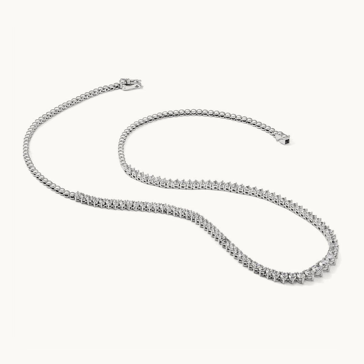 Graduated Tennis Necklace, 6.50 ct tw Lab-Grown Diamond — 14K White Gold