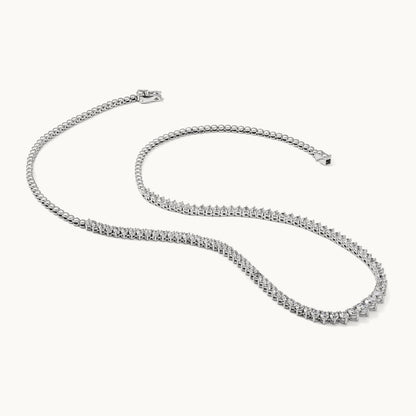 Graduated Tennis Necklace, 6.50 ct tw Lab-Grown Diamond — 14K White Gold