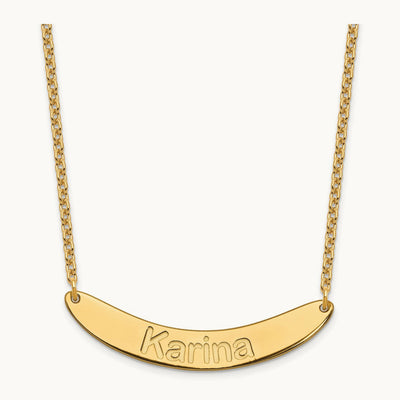 SS/Gold-plated Medium ARIAL ROUNDED Curved Bar Necklace