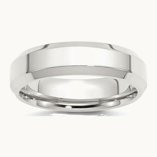 Sterling Silver 6mm Beveled Edge Band