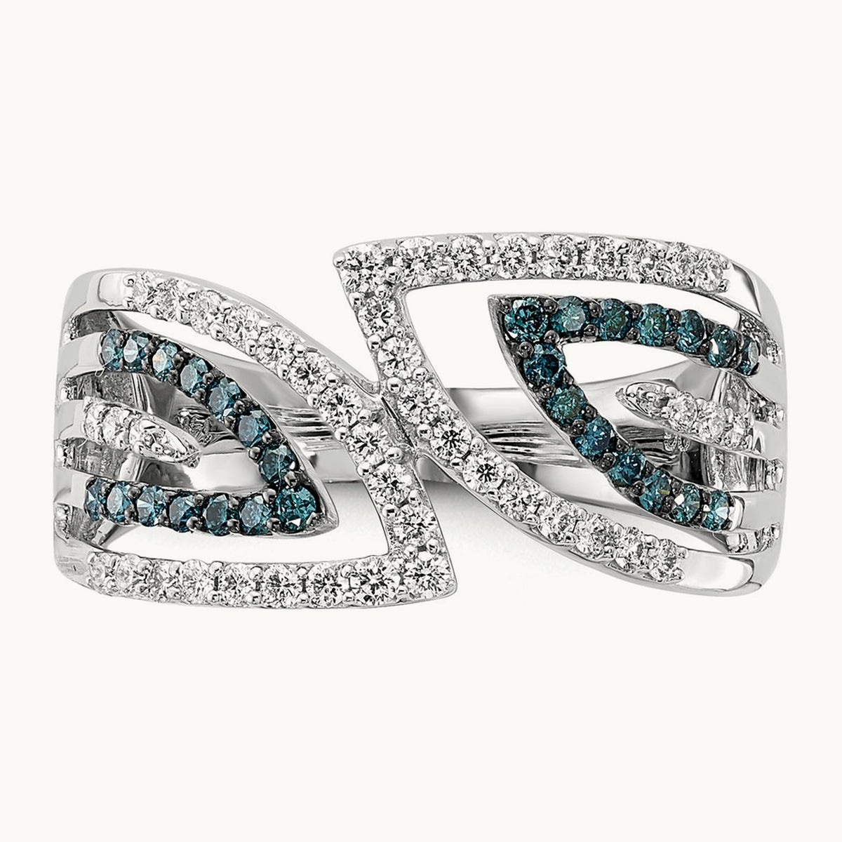 Blue/White Fancy Diamond Ring, 14K White Gold