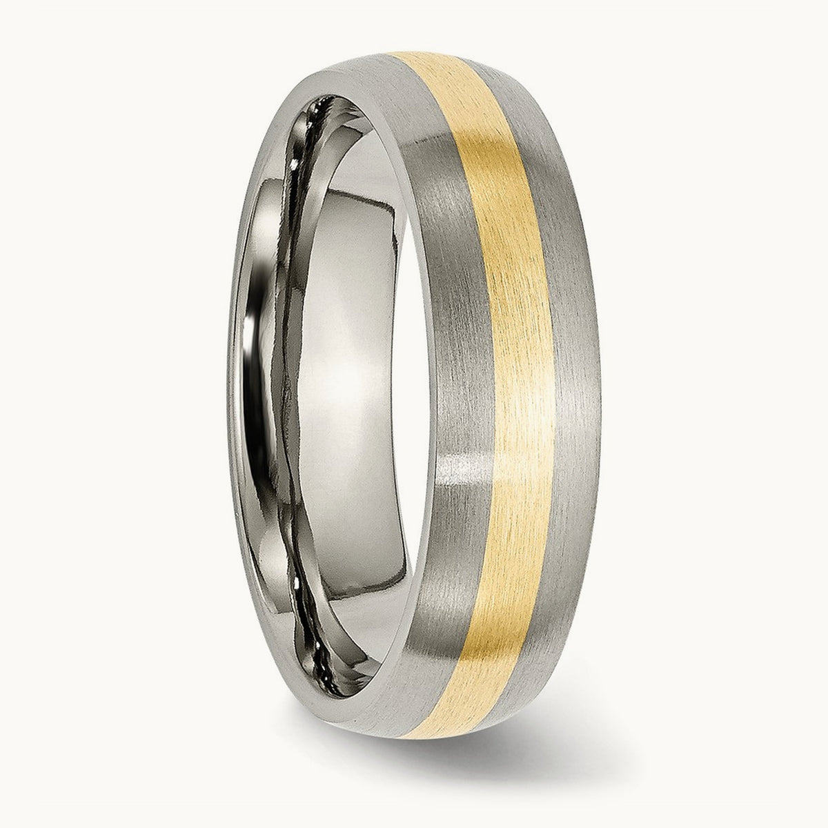 Brushed with 14K Yellow Inlay Band — photo set