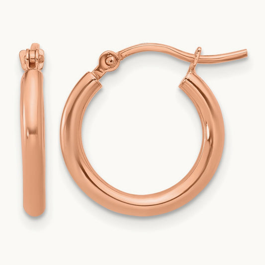 Polished Hinged Hoop Earrings, 10K Rose Gold — Leslie's