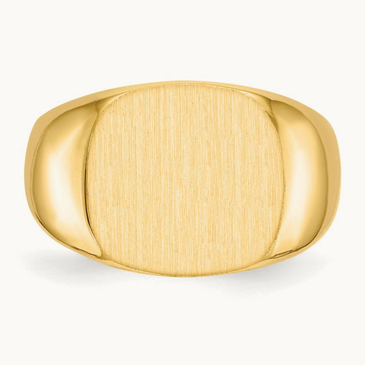 15.5x14. Closed Back Mens Signet Ring, 0mm, 14K