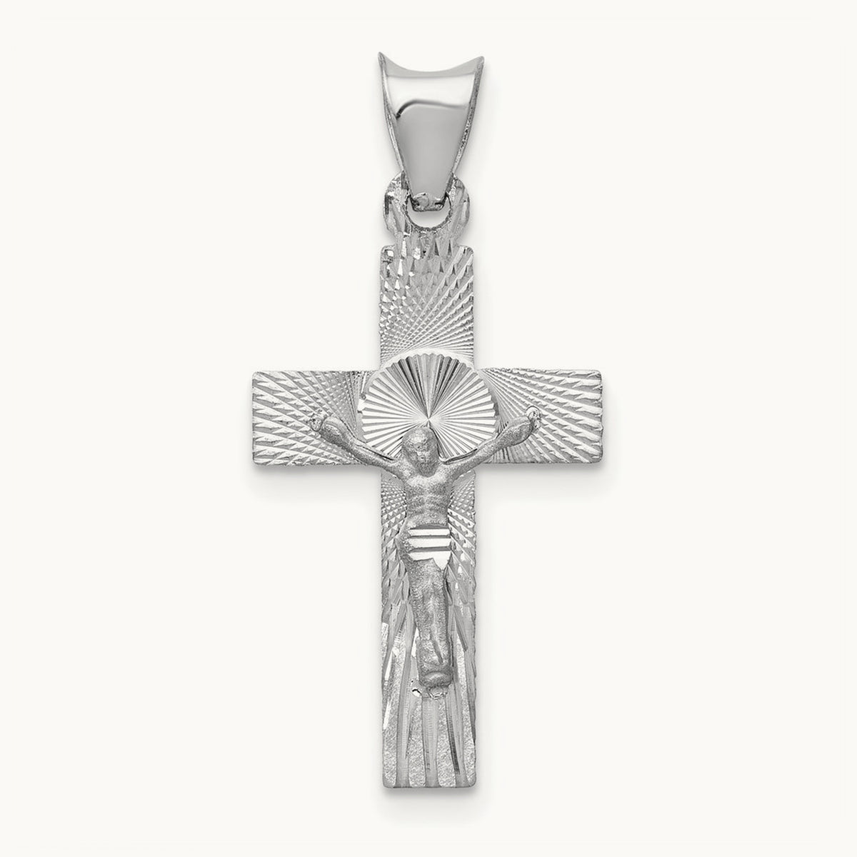 Crucifix Pendant, 14K White Gold