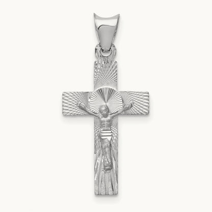 Crucifix Pendant, 14K White Gold