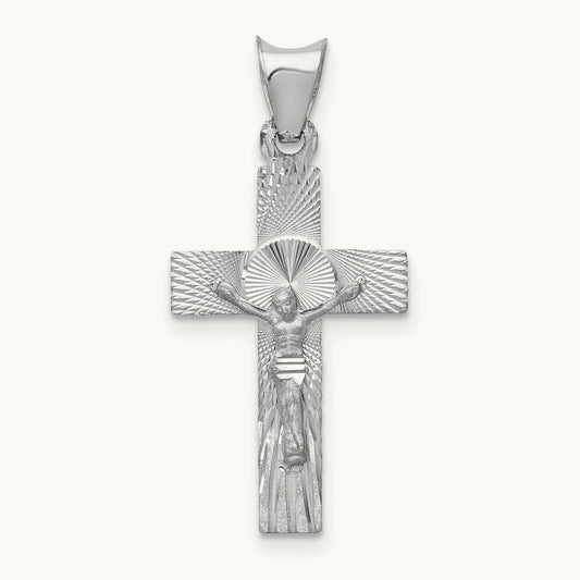 Crucifix Pendant, 14K White Gold