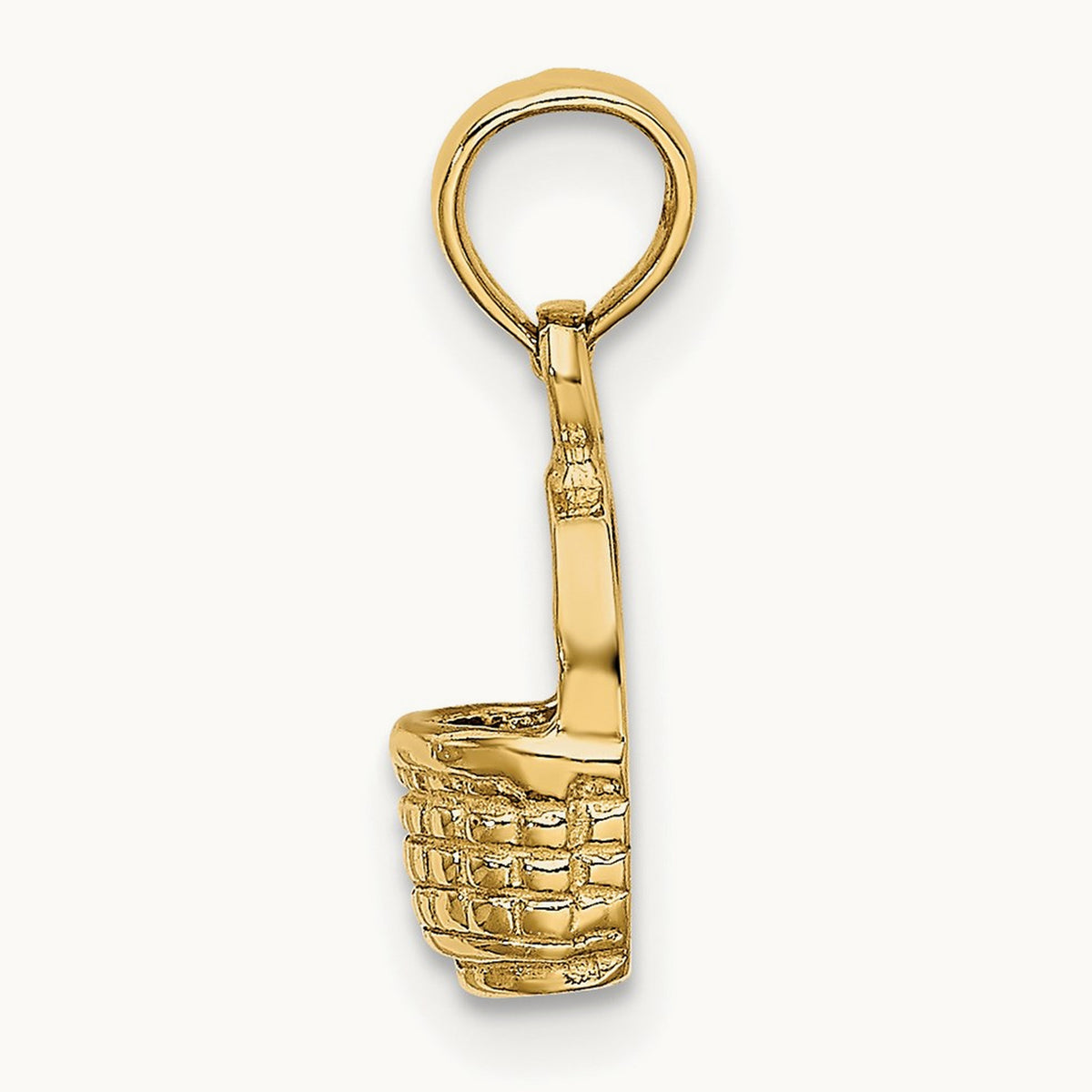2-D Flat Back Mini Basket Charm, 14K