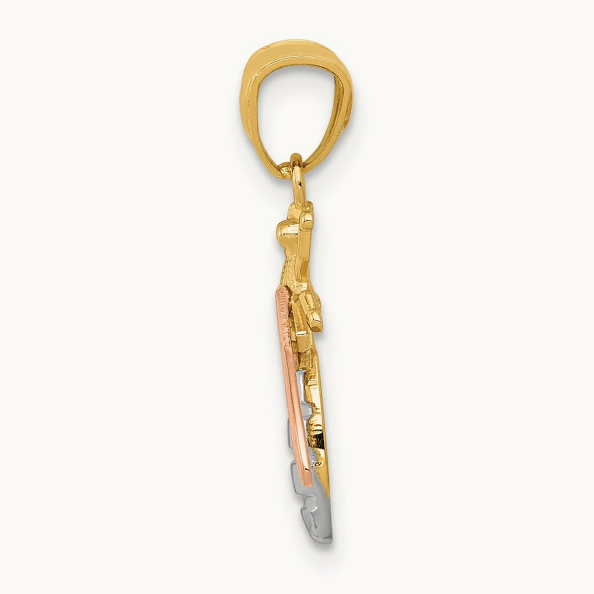 Polished Bee Pendant — 14K Two-Tone Gold, 20.4mm