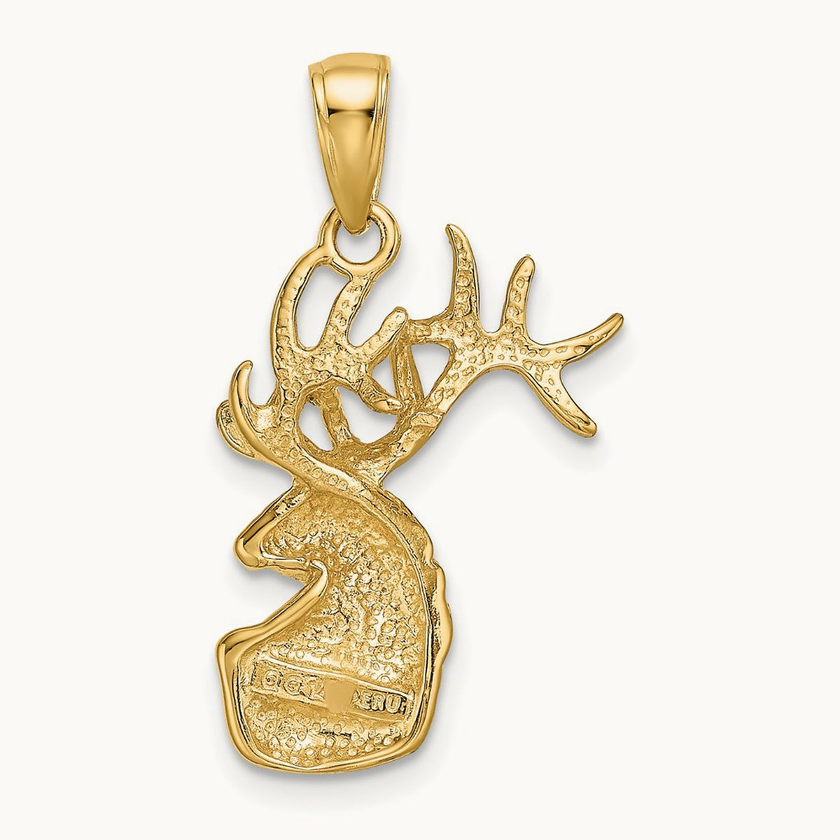 Polished Deer Head Charm, 14K