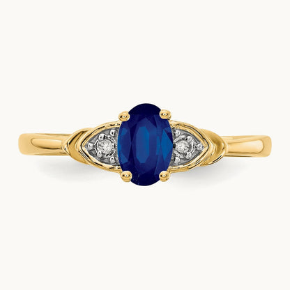 Sapphire and Diamond Ring — 14K Yellow Gold, 7