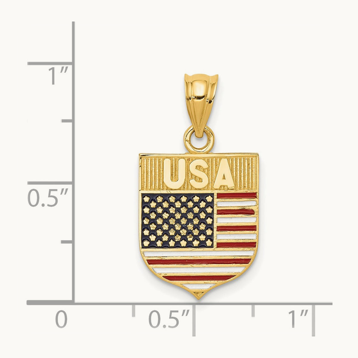 USA Flag Enameled Pendant, 14K