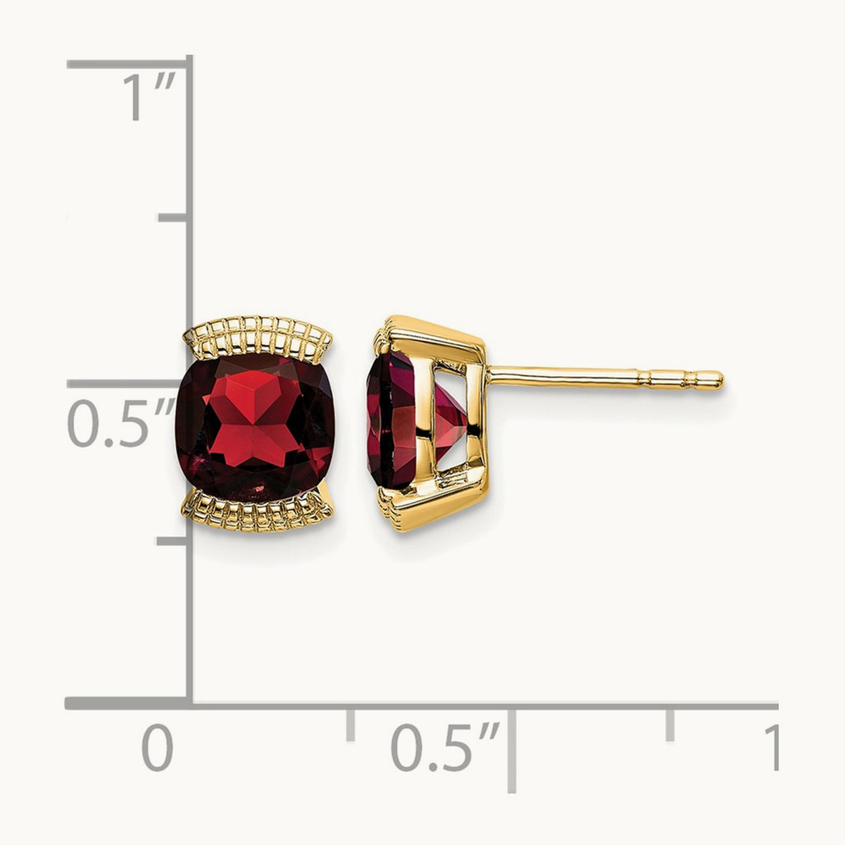 Garnet Post Earrings — 14K Yellow Gold