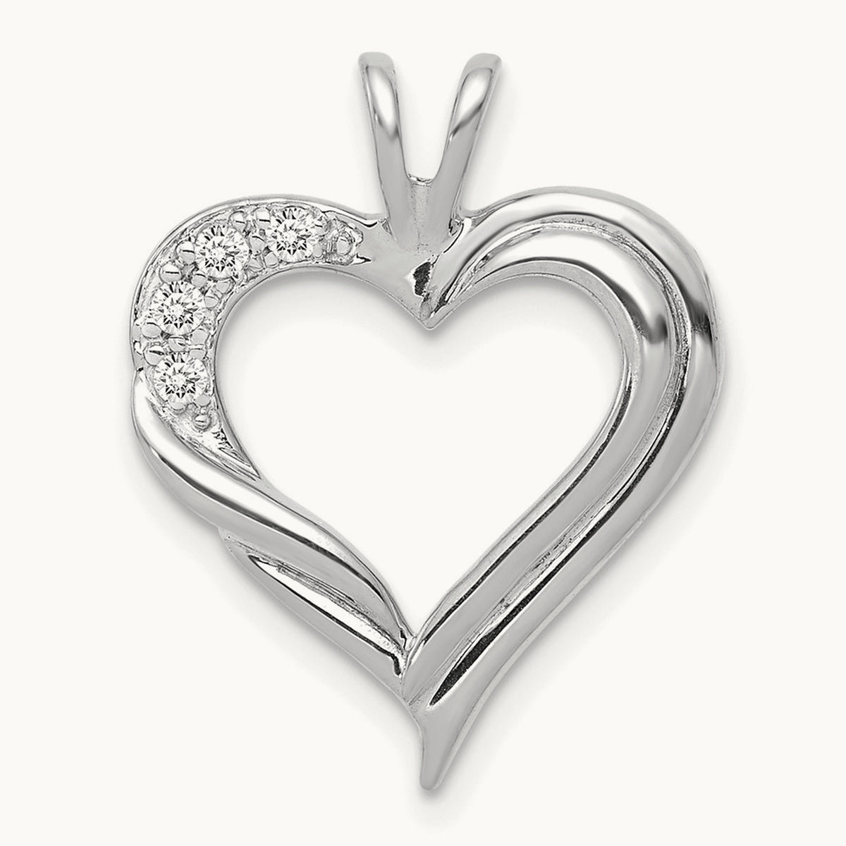 Diamond Fancy Heart Pendant — 14K White Gold
