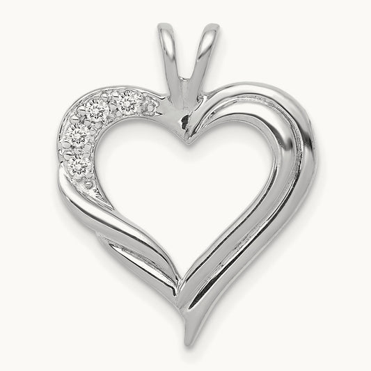 Diamond Fancy Heart Pendant — 14K White Gold