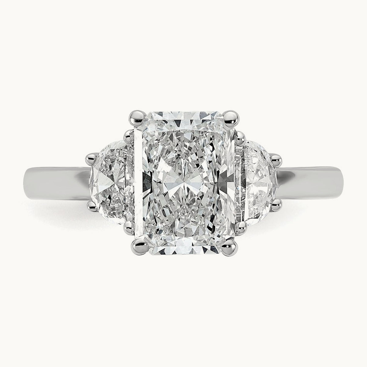 Radiant & 1/2 Moon Engagement Ring, 1.25-4.00 ct tw Lab-Grown Diamond — 2 1/2 ct, 14K White Gold