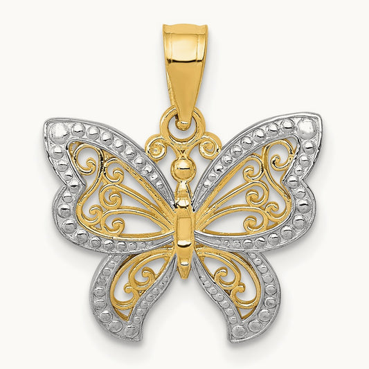 Butterfly Charm, 14K with White Rhodium
