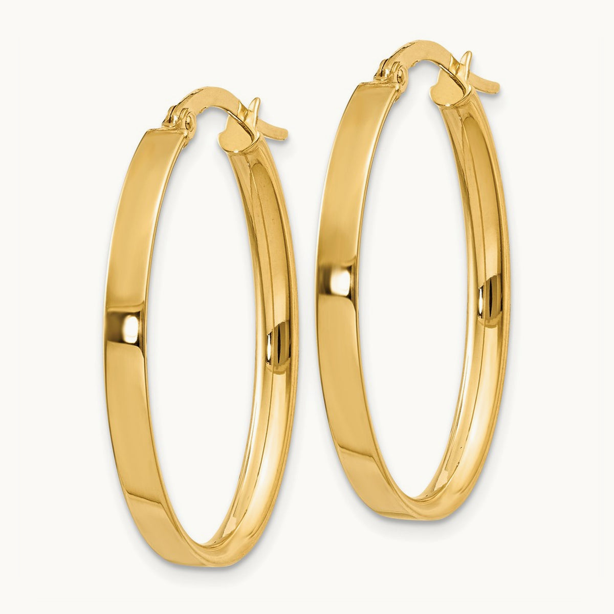 Oval Hoop Earrings — 14K Yellow Gold, 3mm
