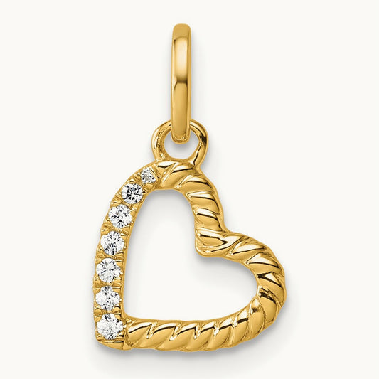 Polished Diamond Twisted Heart Pendant, 14K