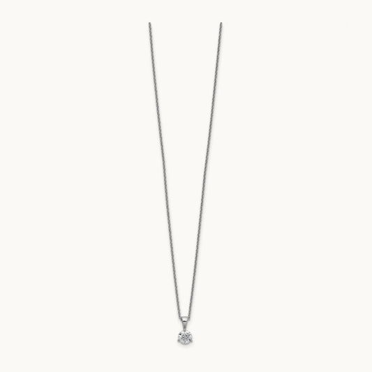 1ct Lab Grown Dia VS/SI+ G+ 3 Prong 18in Comp Solitaire Necklace, 14K White Gold