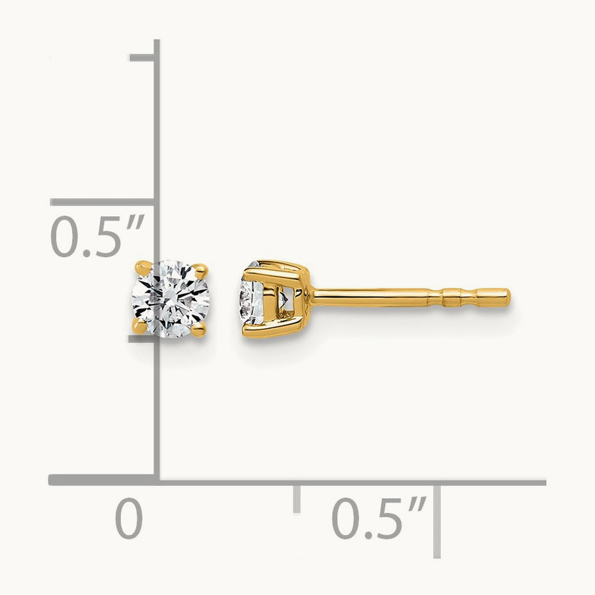 Round Lightweight Earrings, 0.25-6.00 ct tw Lab-Grown Diamond — 1/3 ct, 14K Yellow Gold