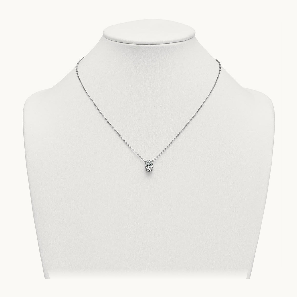 Oval Pendant Necklace, 0.25-4.00 ct tw Lab-Grown Diamond — 2 1/2 ct, 14K White Gold