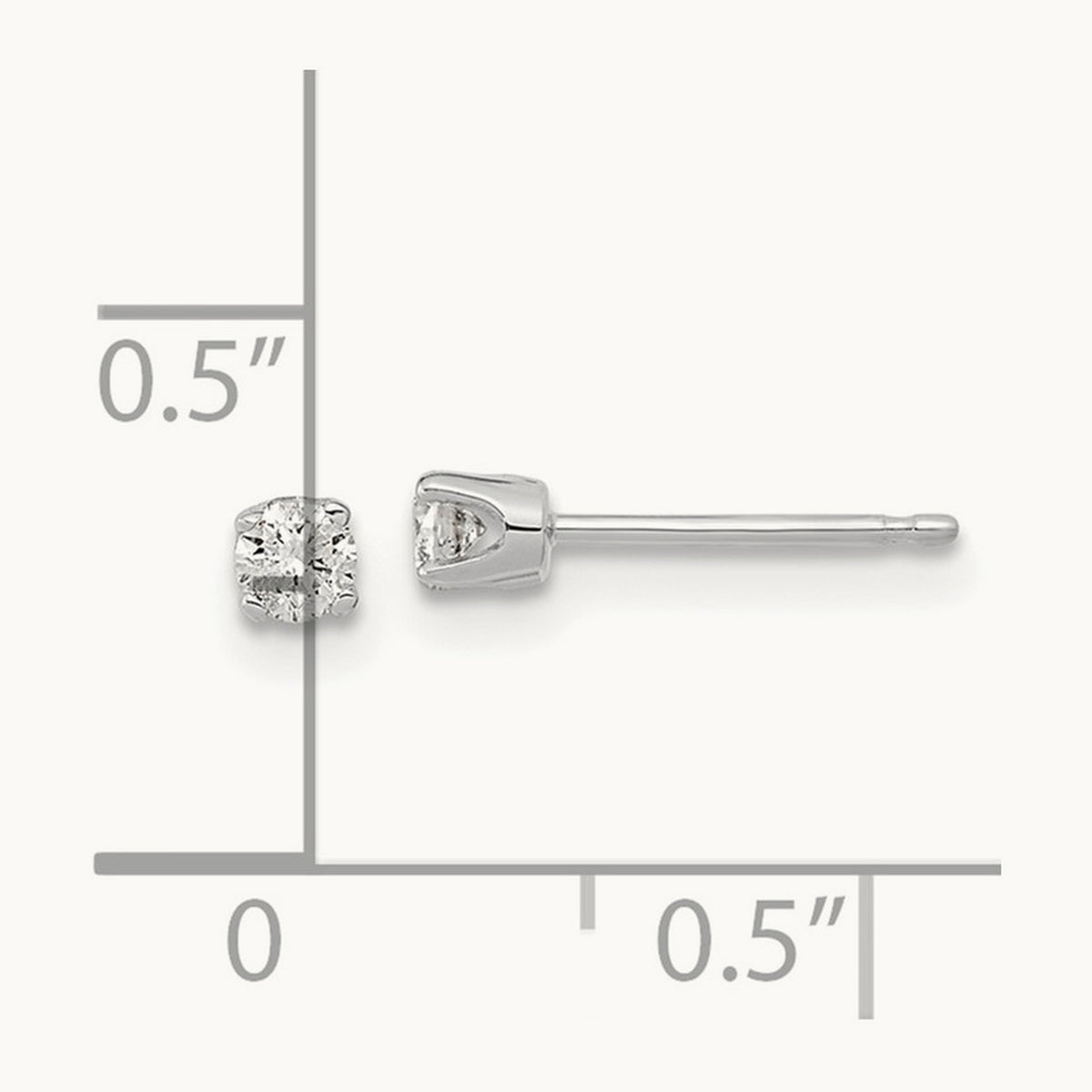 AA Quality Complete Diamond Stud Earring, 14K White Gold