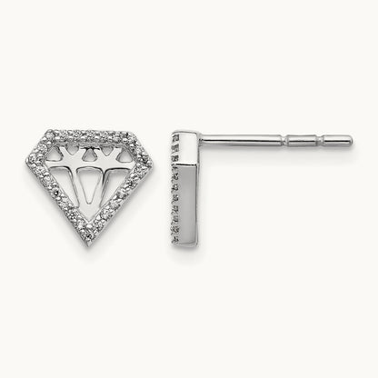 Diamond Gemstone-Shaped Earrings, 14K White Gold