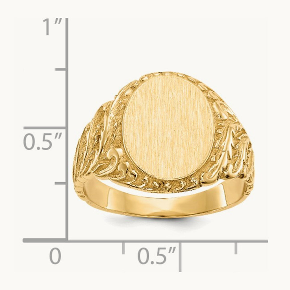 10.5x13. Closed Back Mens Signet Ring, 0mm, 14K