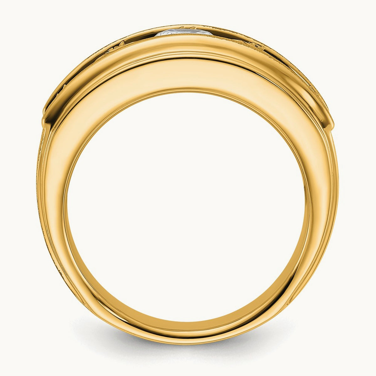 5 Stone Men's Ring, 3.50 ct tw Lab-Grown Diamond — 14K Yellow Gold