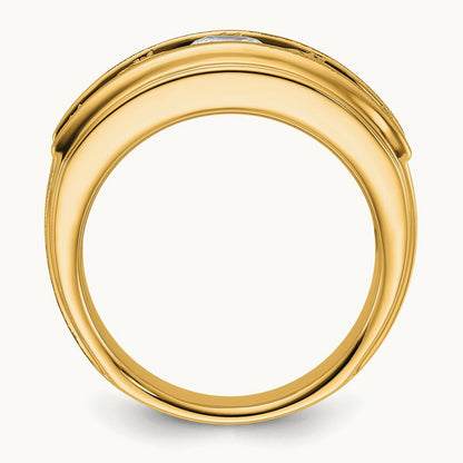 5 Stone Men's Ring, 3.50 ct tw Lab-Grown Diamond — 14K Yellow Gold
