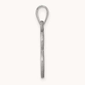 White Gold Script Letter E Initial Pendant, 14K White Gold
