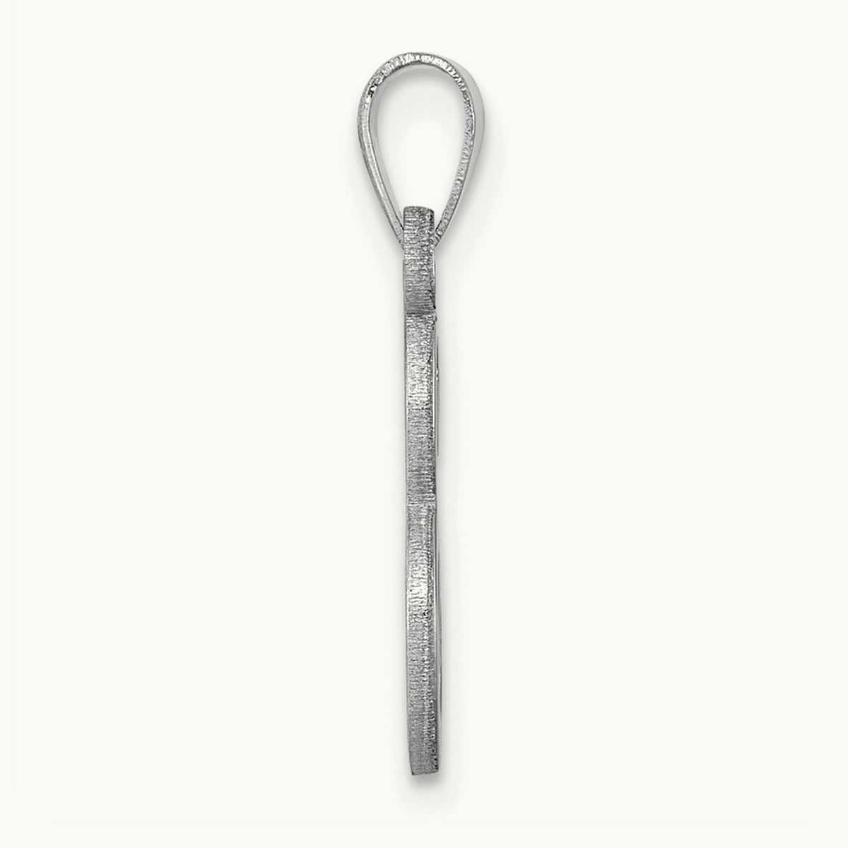 White Gold Script Letter E Initial Pendant, 14K White Gold