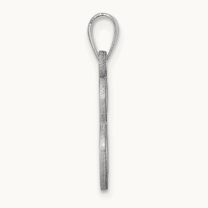 White Gold Script Letter E Initial Pendant, 14K White Gold