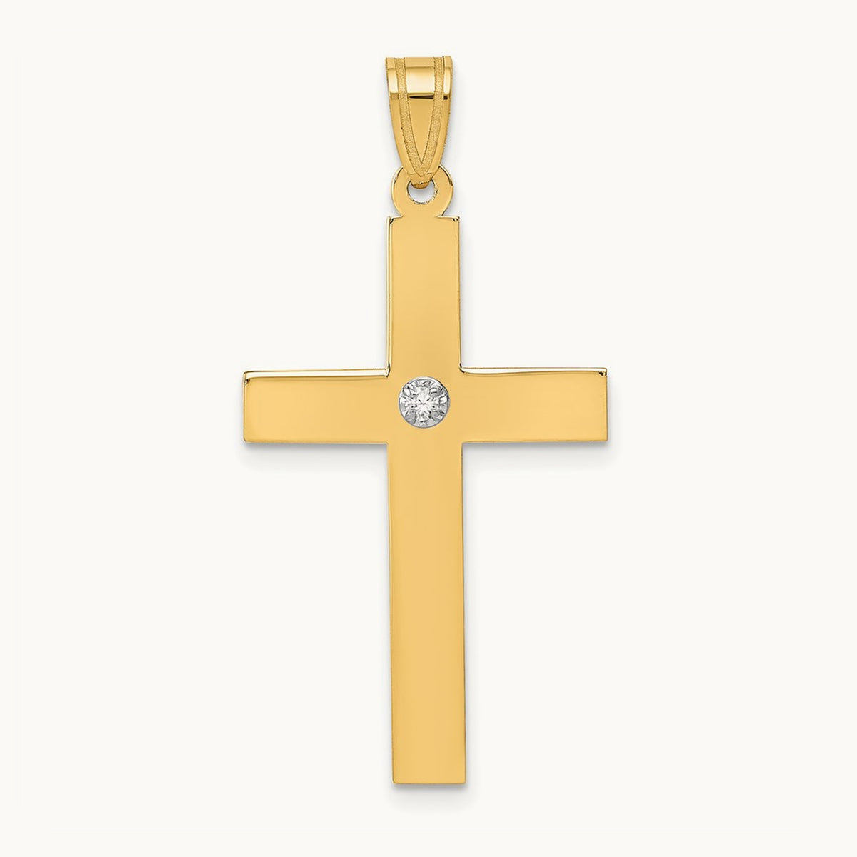 Polished .02ct. Diamond Cross Pendant, 14K