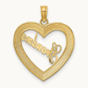 w/ White Rhodium Diamond-cut Heart GRANDMA Charm, 14K