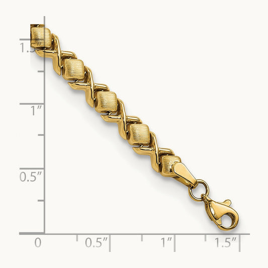 Brushed and Polished Stampato 7.5in Bracelet, 14K