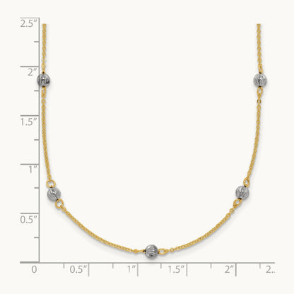 D/C Beads w/ 2in Ext Necklace, 14K Two-tone