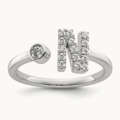 Initial N Adjustable Ring, 0.20 ct tw Lab-Grown Diamond