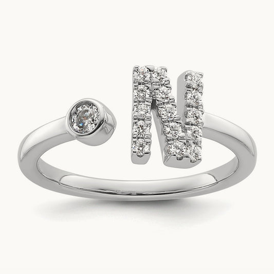 Initial N Adjustable Ring, 0.20 ct tw Lab-Grown Diamond