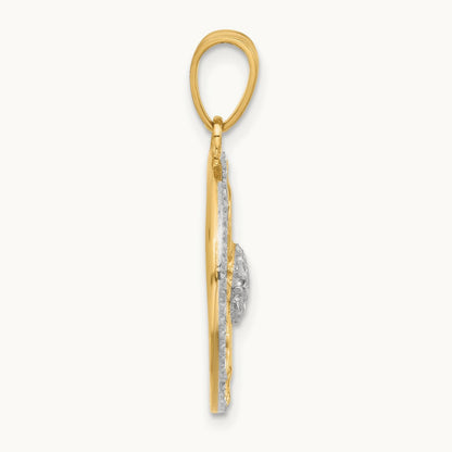 D/C Sun Pendant, 14K with White Rhodium