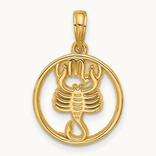 Polished Round Scorpio Pendant, 14K