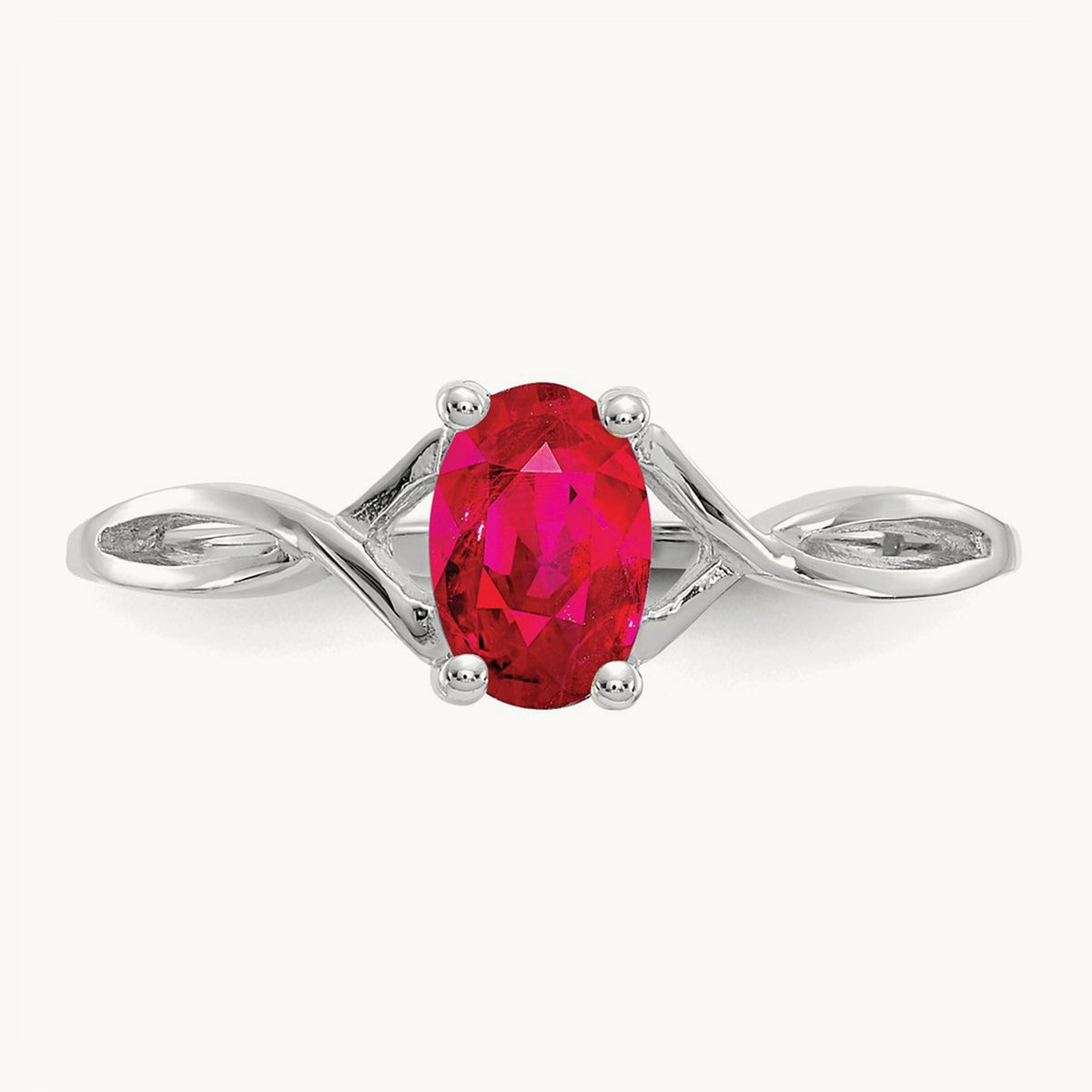 Ruby Birthstone Ring, 14K White Gold