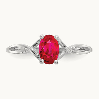 Ruby Birthstone Ring, 14K White Gold