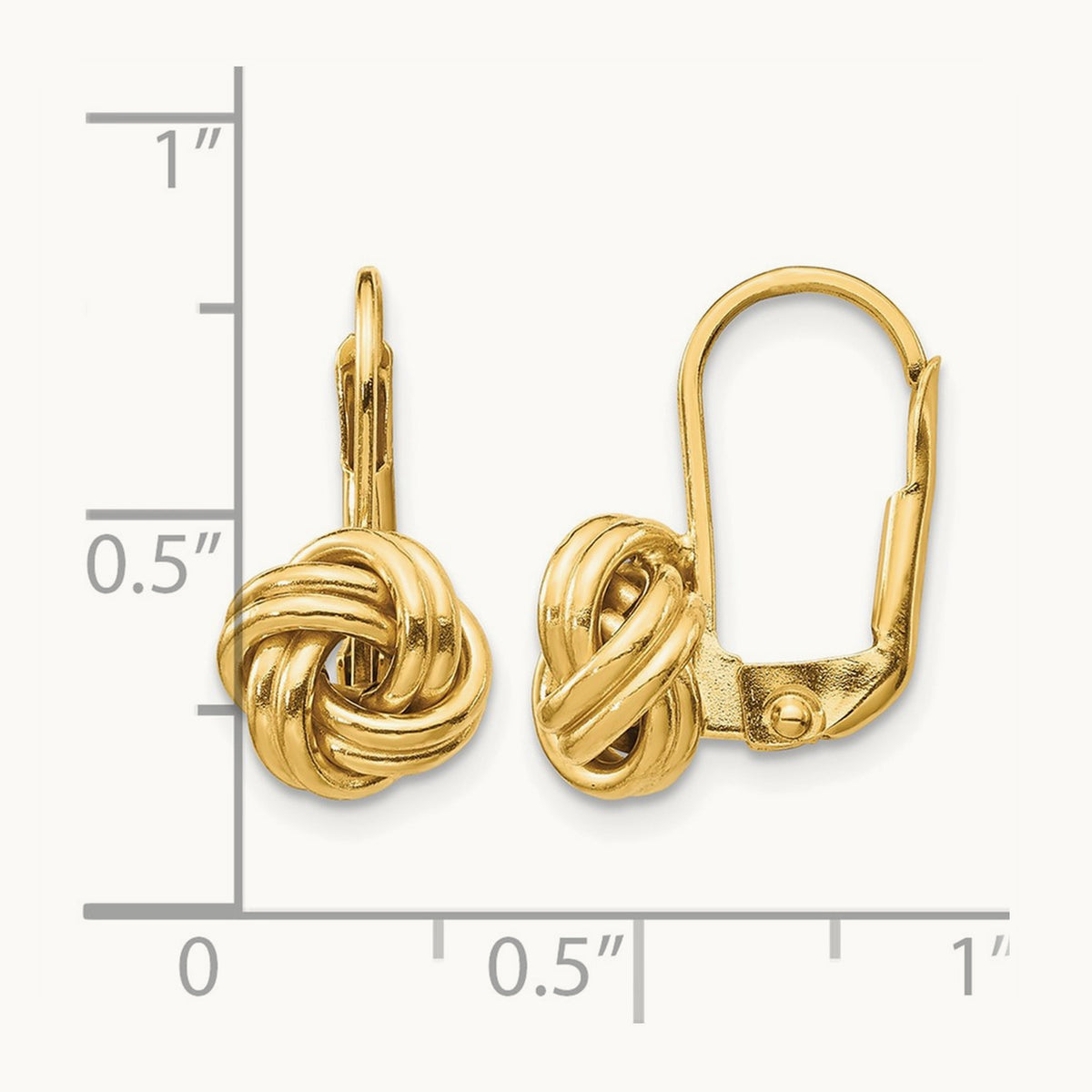 Polished Love Knot Leverback Earrings — 14K Yellow Gold
