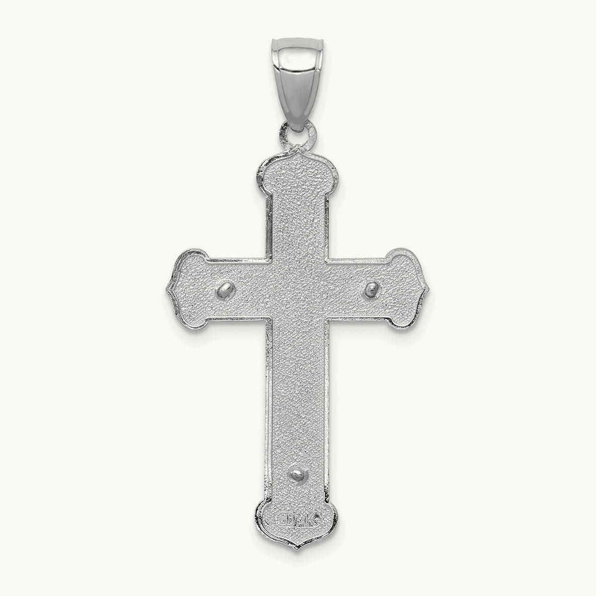 Polished Crucifix Pendant, 39mm in 14K White Gold