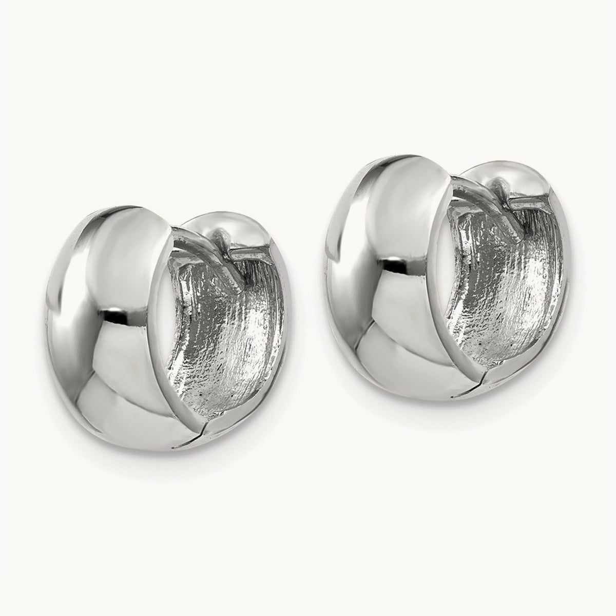 Round Hinged Hoop Earrings, 14K White Gold