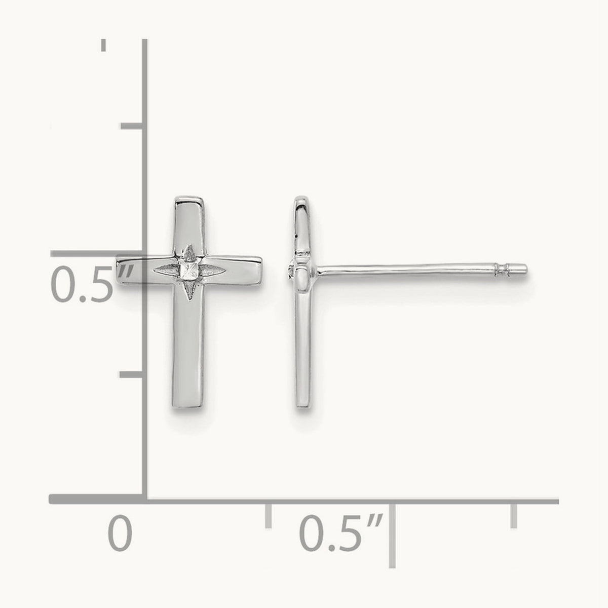 Cross Post Earrings with White Rhodium — 14K White Gold