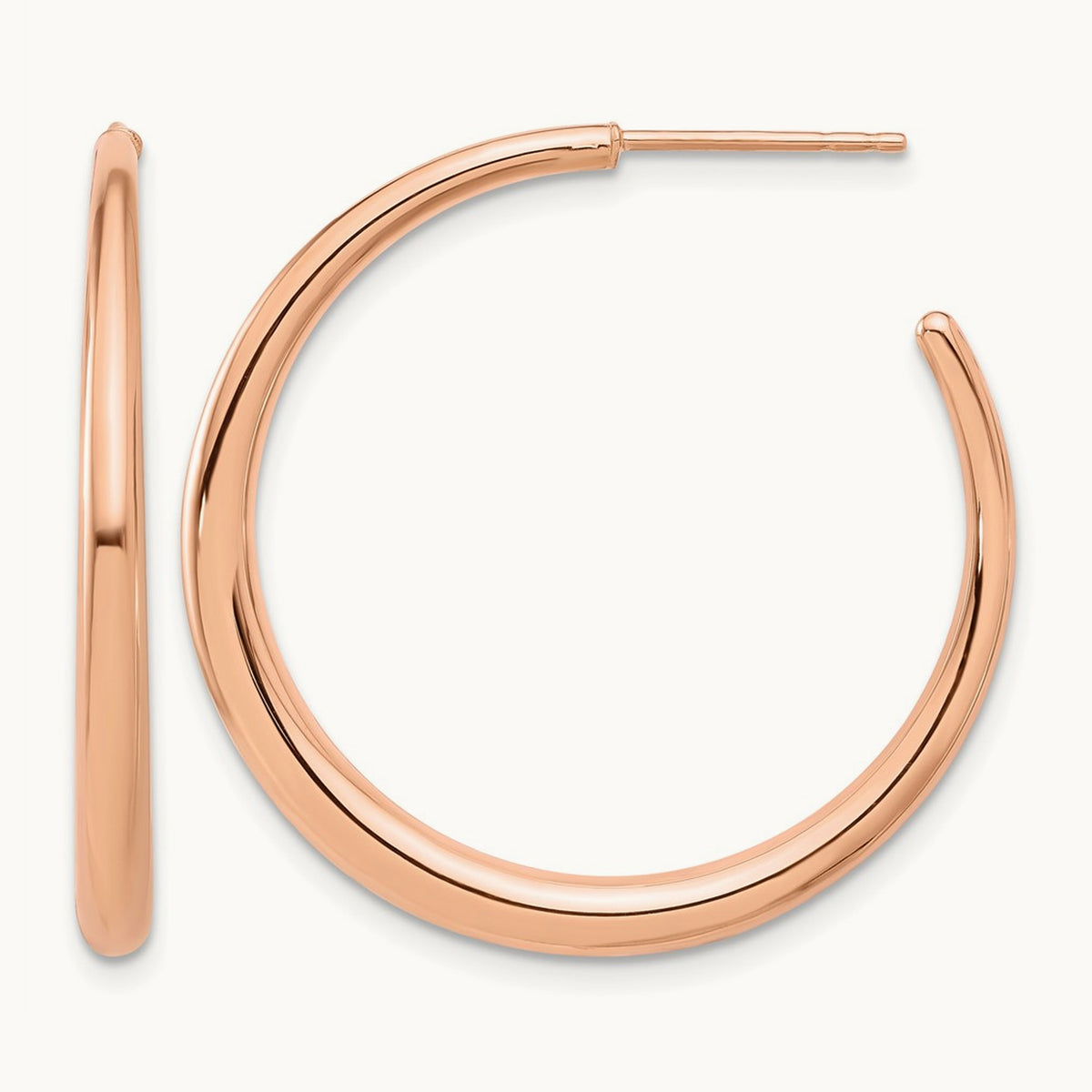 Polished Hoop Post Earrings — 14K Rose Gold